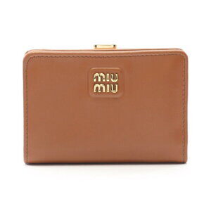 Miu Miu Softy Bi fold Wallet Leather Brown